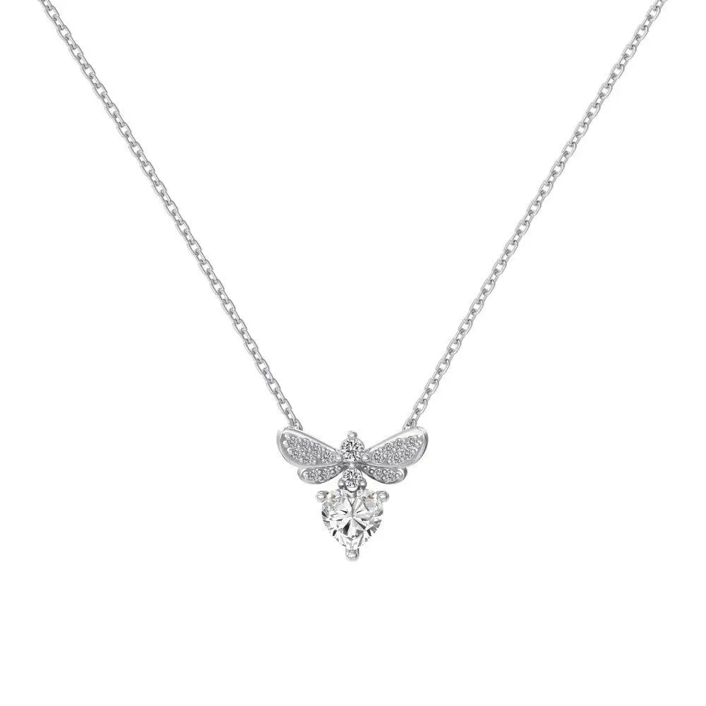 S925 Sterling Silver Necklace Women's Advanced Oval Water Foam 8A Heart-shaped Zircon Flower Horse Eye Clavicle Chain - Norellé