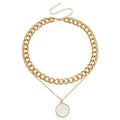 Double Layer White Shell Necklace Fashion Personality Metal - Norellé