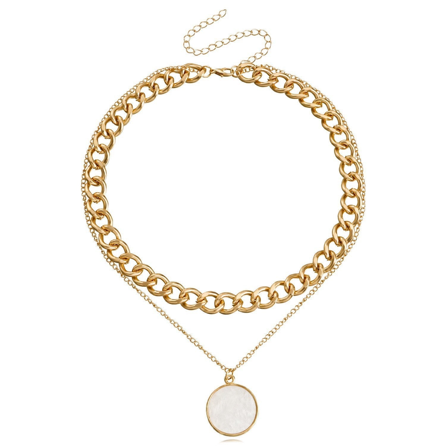 Double Layer White Shell Necklace Fashion Personality Metal - Norellé