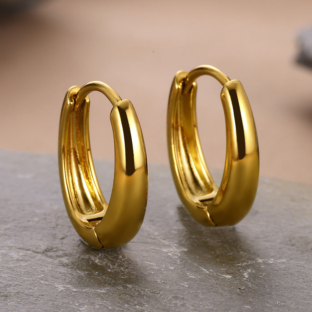 European And American Fashion 18K Gold-plated Square Inlaid Fashion Sense Titanium Steel Earrings - Norellé