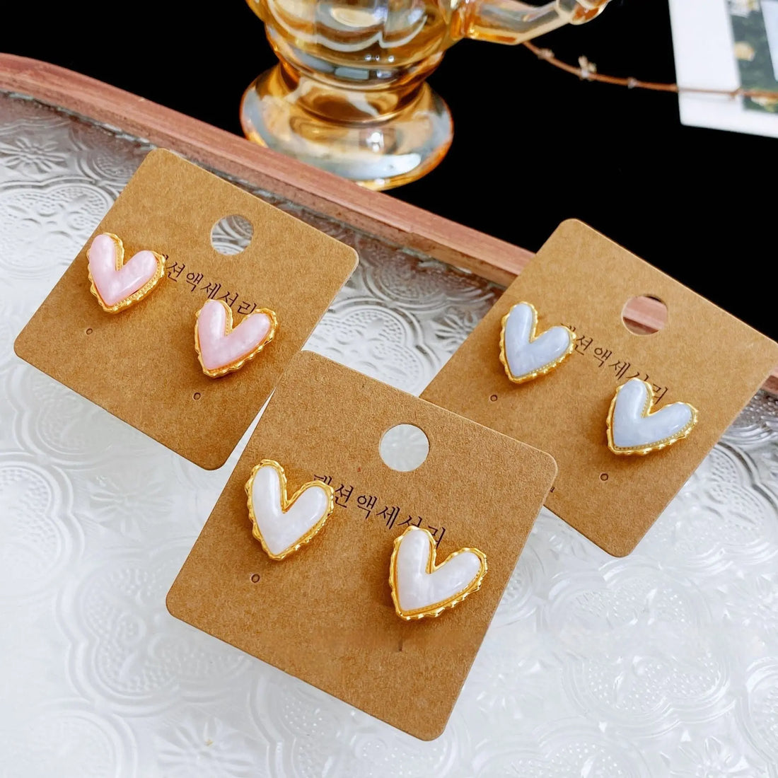 Fruit Color Love Heart Stud Earrings Female Simple Elegant Sweet - Norellé